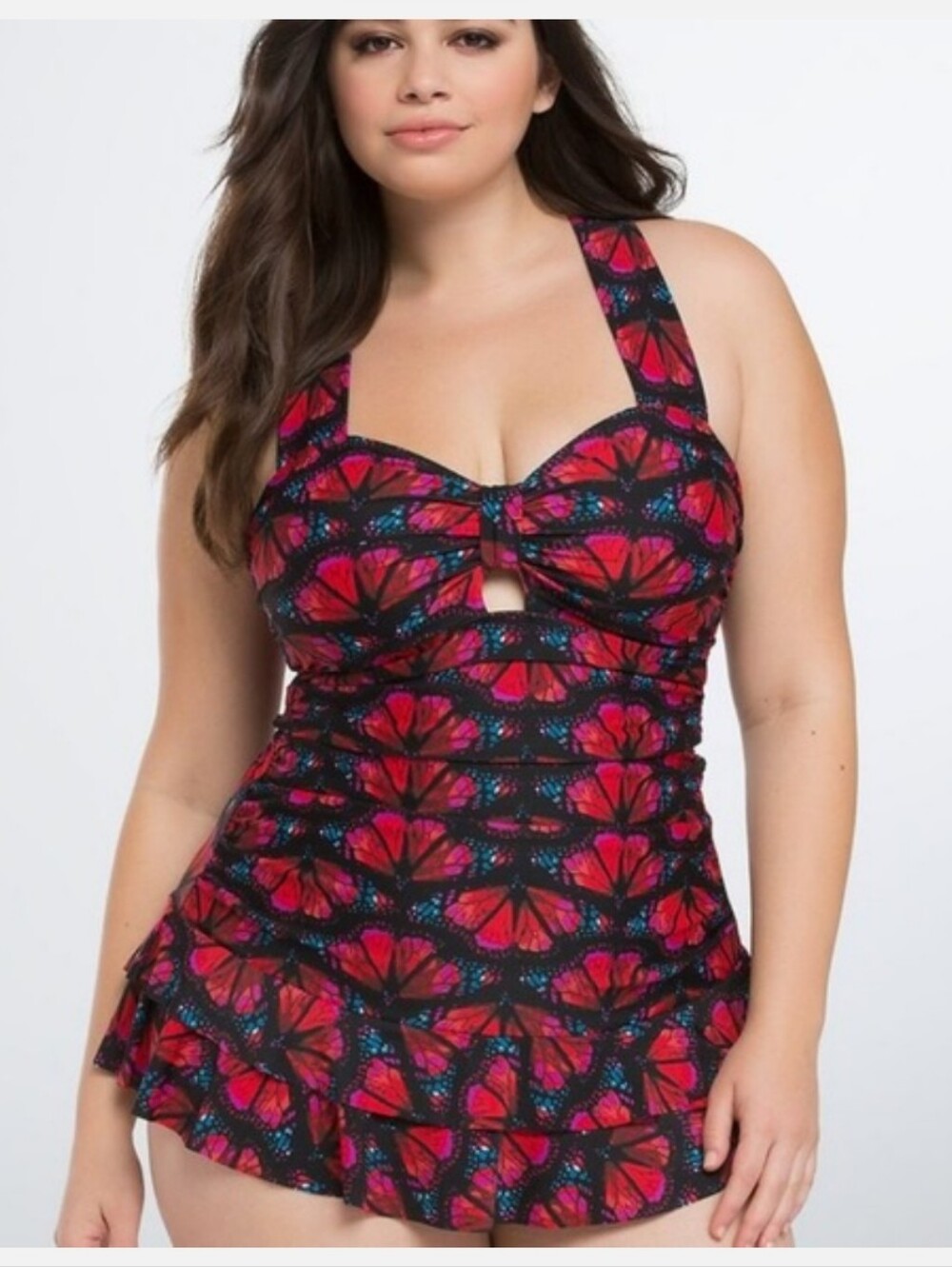 Torrid 2X Black Pink Butterfly Swimsuit Size 2X One Piece